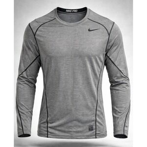 Nike Pro Mens M Dri Fit Compression Long Sleeve Training Shirt Gray 703410